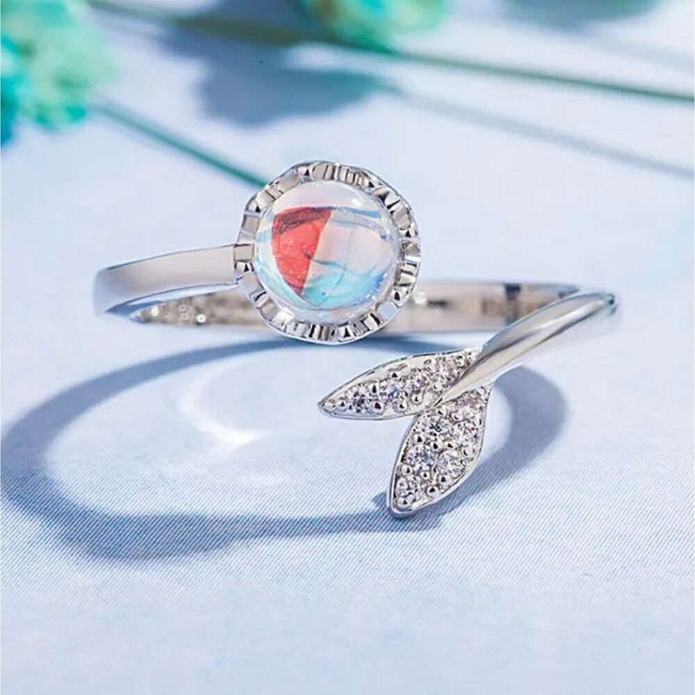 Elegant Rhinestone Mermaid Shaped Zircon Adjustable Ring